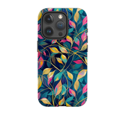 iPhone Case - Pink and Teal Leaves
