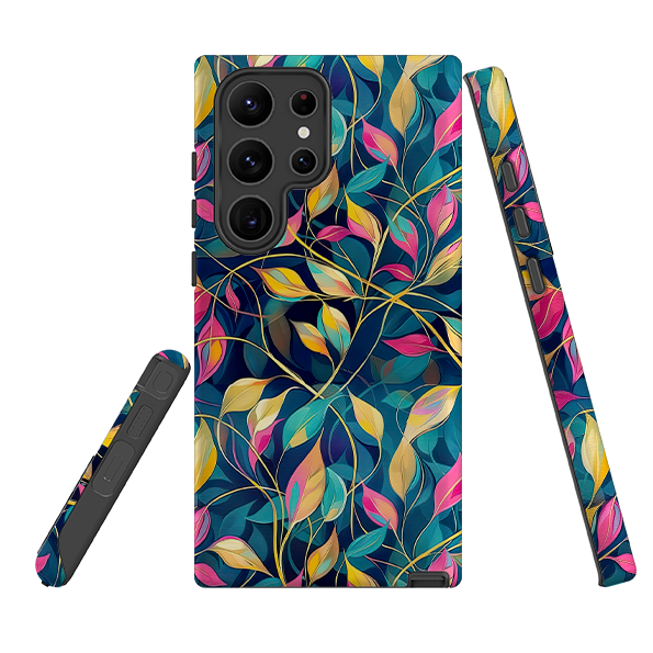 Samsung Tough Case - Pink and Teal Leaves