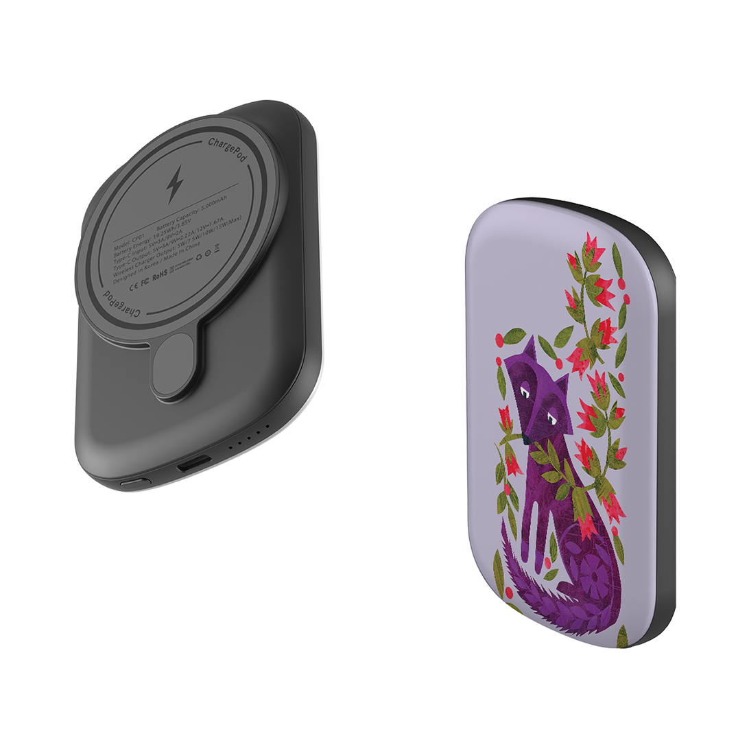 MagSafe Power Bank - Purple Foxie By Tracey English