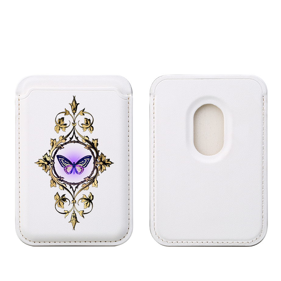 Purple Butterfly MagSafe Wallet- White