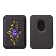 Purple Butterfly MagSafe Wallet- Black