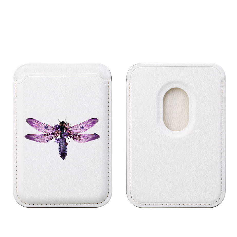 Purple Drangonfly MagSafe Wallet- White
