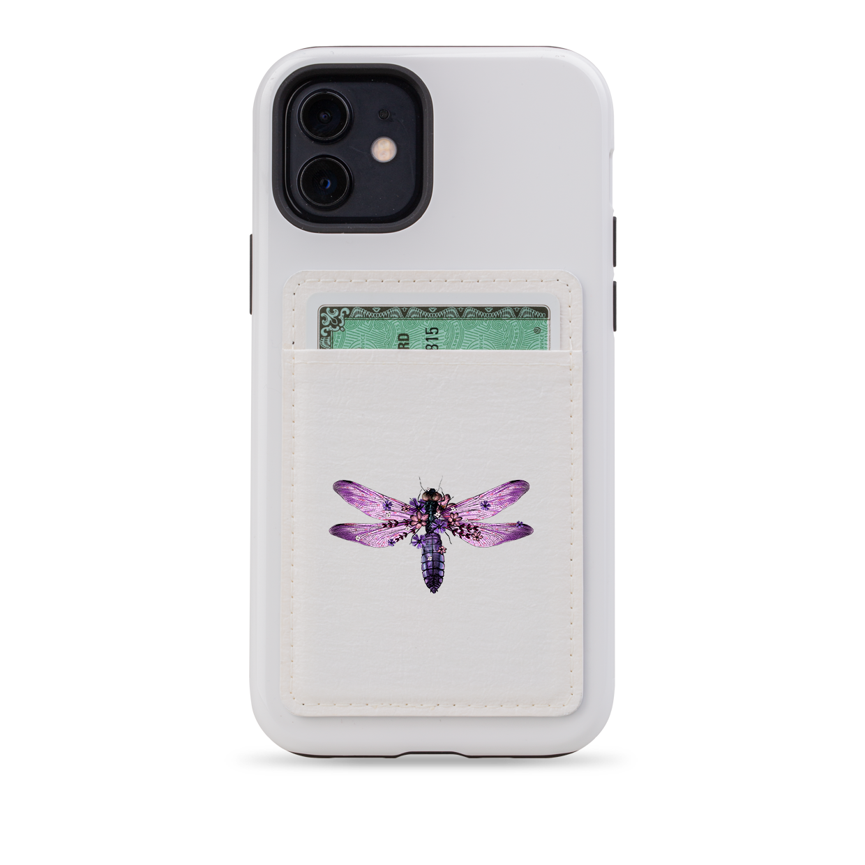 Purple Drangonfly MagSafe Wallet- White