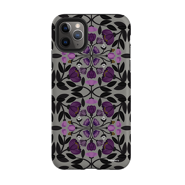 iPhone Tough Case - Purple Flower Skull I By Nina Pace