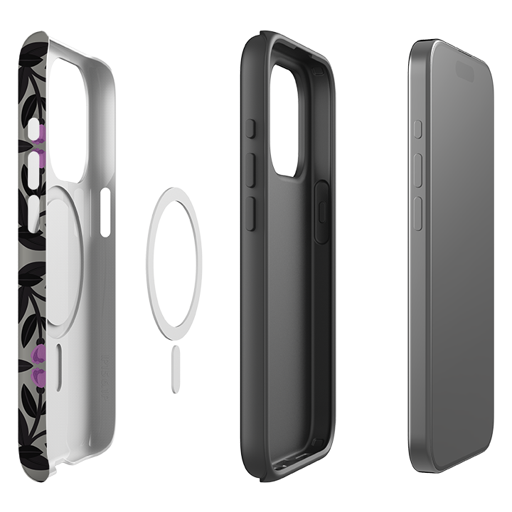 iPhone MagSafe Tough Case -  Purple Flower Skull I By Nina Pace
