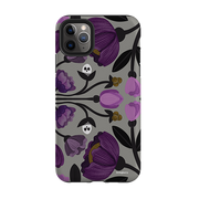 iPhone Tough Case - Purple Flower Skull II By Nina Pace