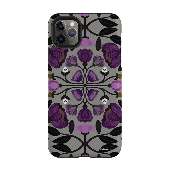 iPhone Tough Case - Purple Flower Skull III By Nina Pace