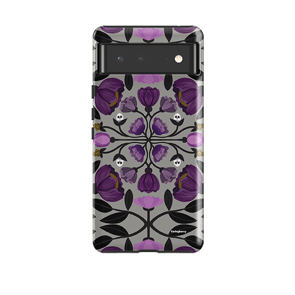 Google Tough Case -  Purple Flower Skull III By Nina Pace