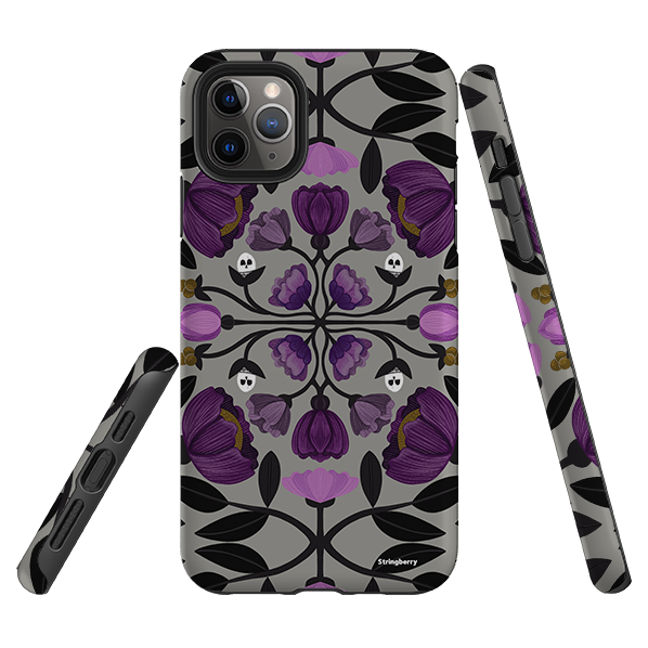 iPhone Tough Case - Purple Flower Skull III By Nina Pace