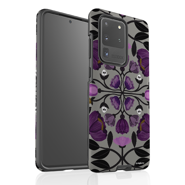 Samsung Tough Case - Purple Flower Skull III By Nina Pace