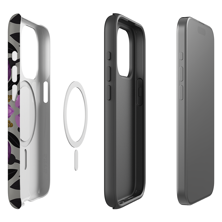iPhone MagSafe Tough Case -  Purple Flower Skull III By Nina Pace