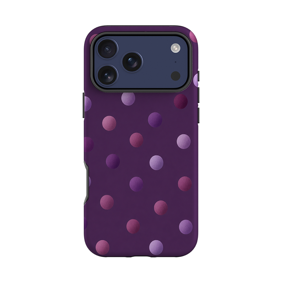 iPhone Tough Case - Purple Polka Dot