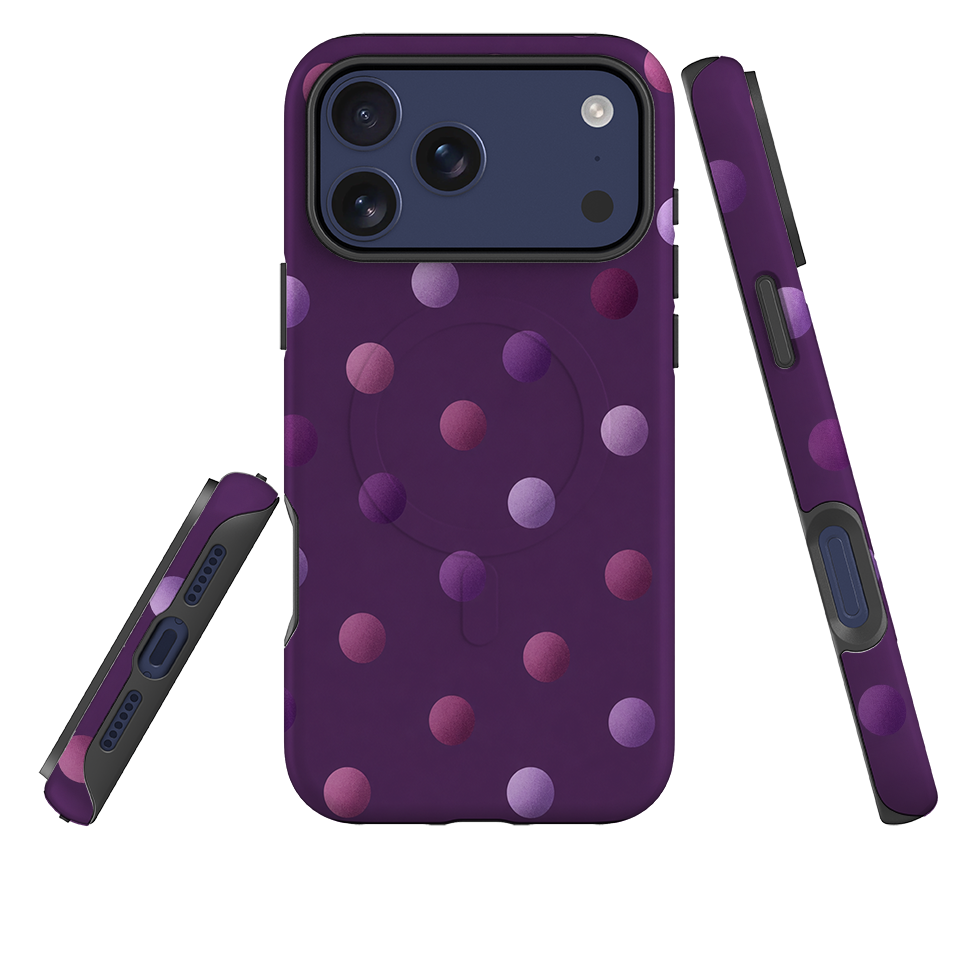 iPhone MagSafe Tough Case - Purple Polka Dot