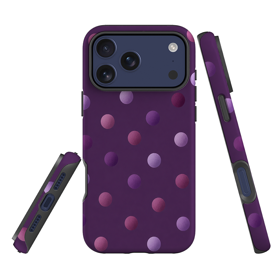 iPhone Tough Case - Purple Polka Dot