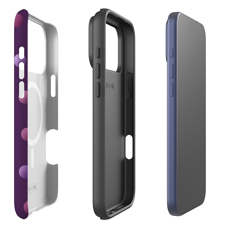 iPhone MagSafe Tough Case - Purple Polka Dot
