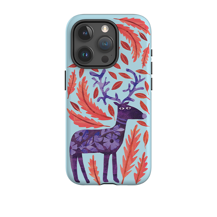 iPhone Tough Case - Purple Reindeer By Tracey English