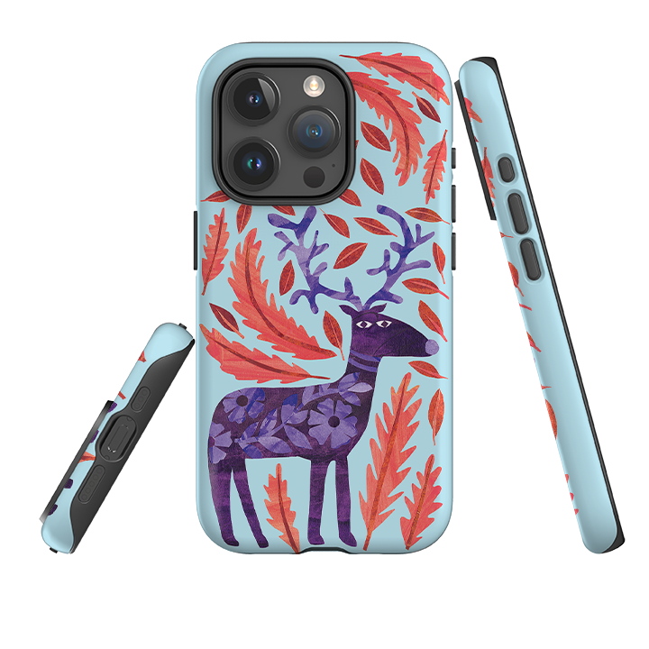 iPhone Tough Case - Purple Reindeer By Tracey English