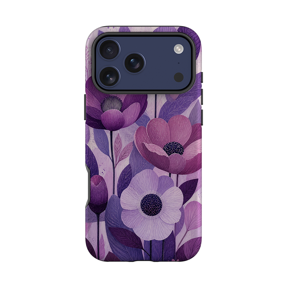 iPhone Tough Case - Purple Woodgrain Floral