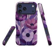 iPhone MagSafe Tough Case - Purple Woodgrain Floral