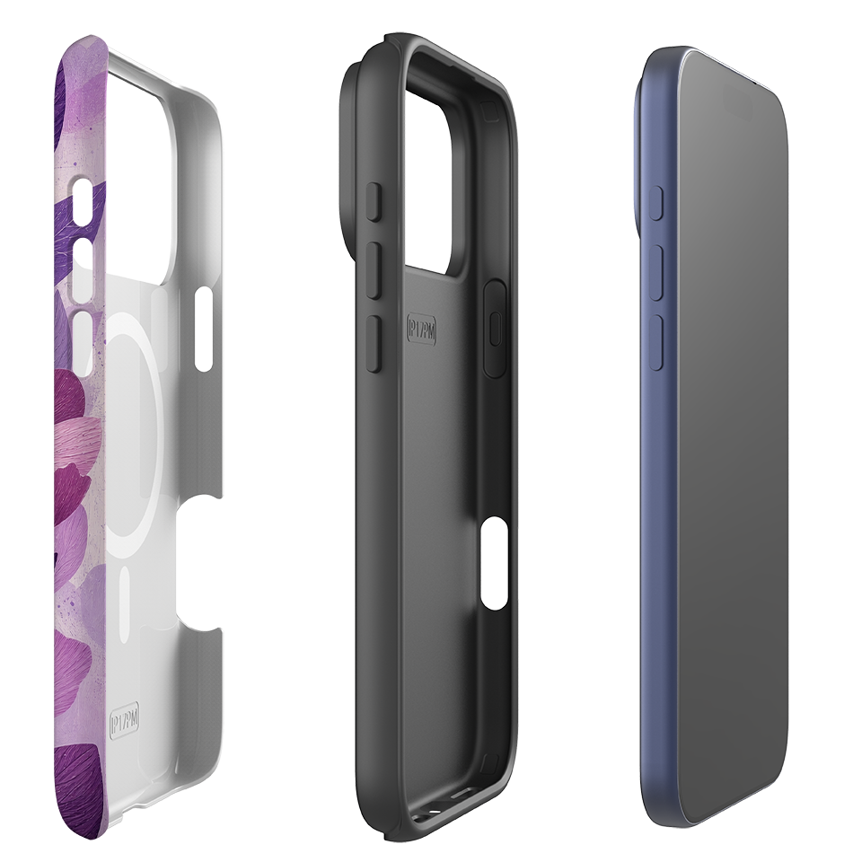 iPhone MagSafe Tough Case - Purple Woodgrain Floral