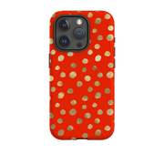 iPhone Tough Case - Red and Golden Dots