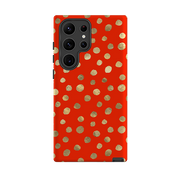 Samsung Tough Case - Red and Golden Dots