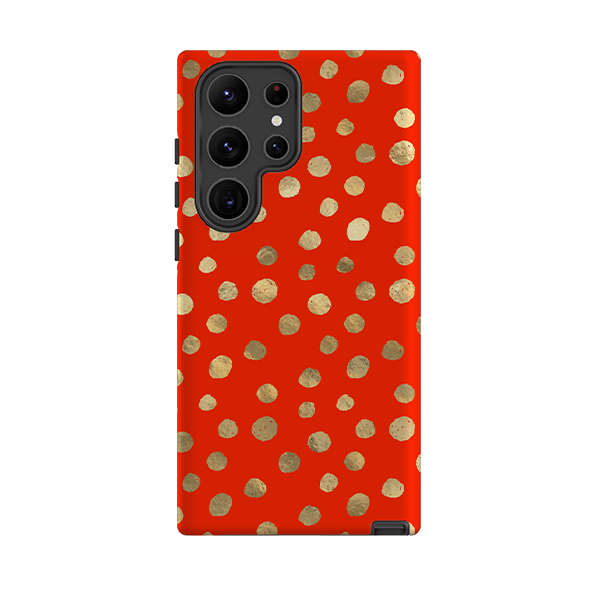 Samsung Tough Case - Red and Golden Dots
