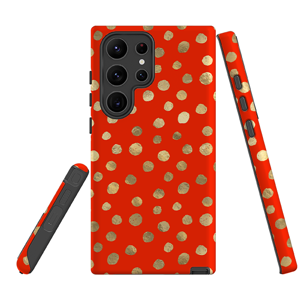Samsung Tough Case - Red and Golden Dots