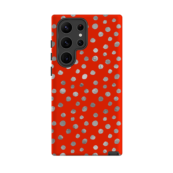 Samsung Tough Case - Red and Silver Dots