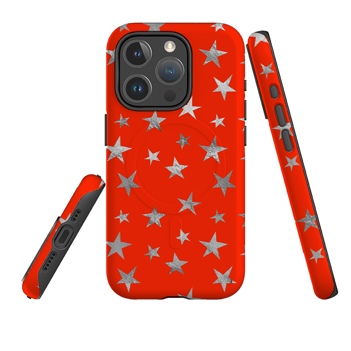 iPhone MagSafe Tough Case - Red and Silver Stars