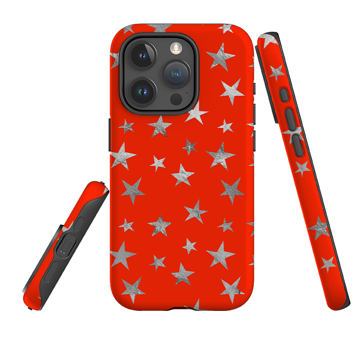 iPhone Tough Case - Red and Silver Stars