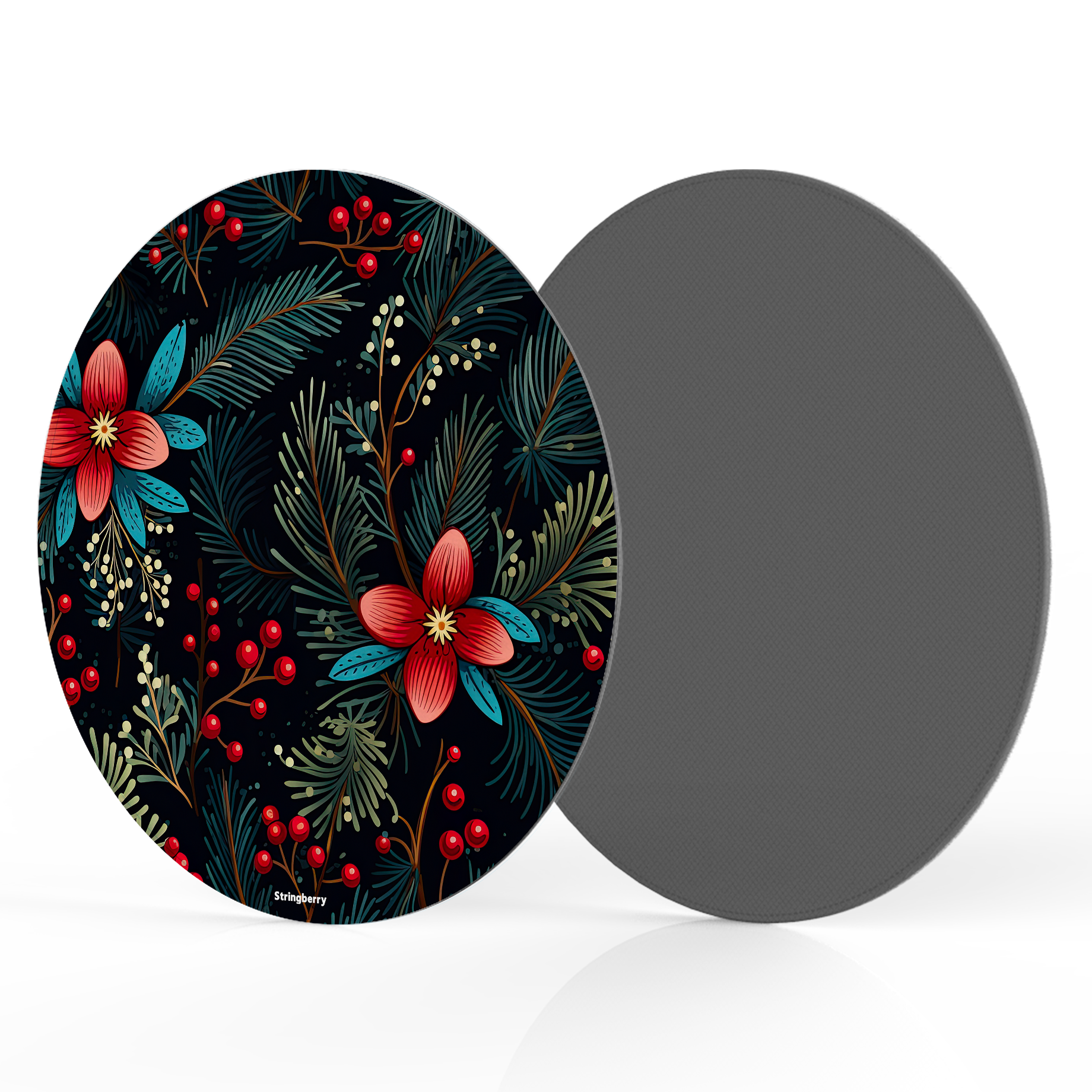 Red Berries Vegan Leather Mouse Mat