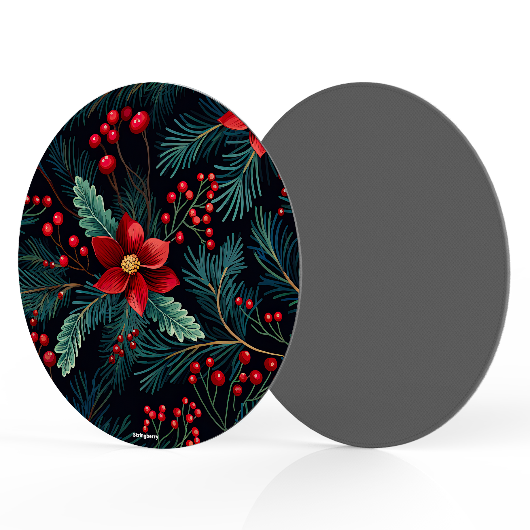 Red Berries II Vegan Leather Mouse Mat