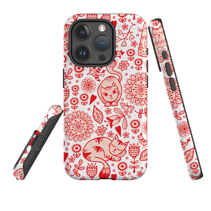iPhone Tough Case - Red Cats By Suzy Taylor