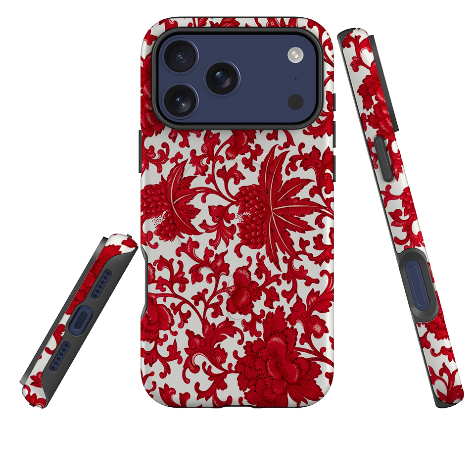 iPhone MagSafe Tough Case - Red Chinoiserie Floral