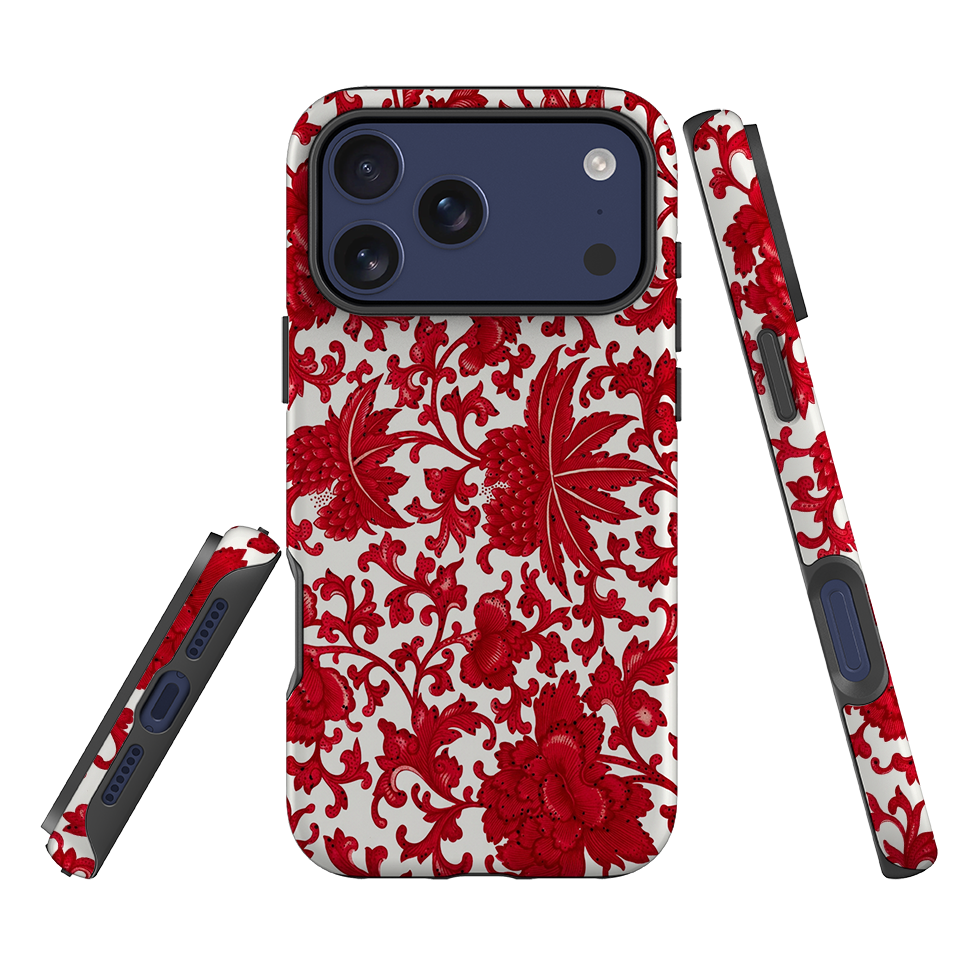 iPhone Tough Case - Red Chinoiserie Floral