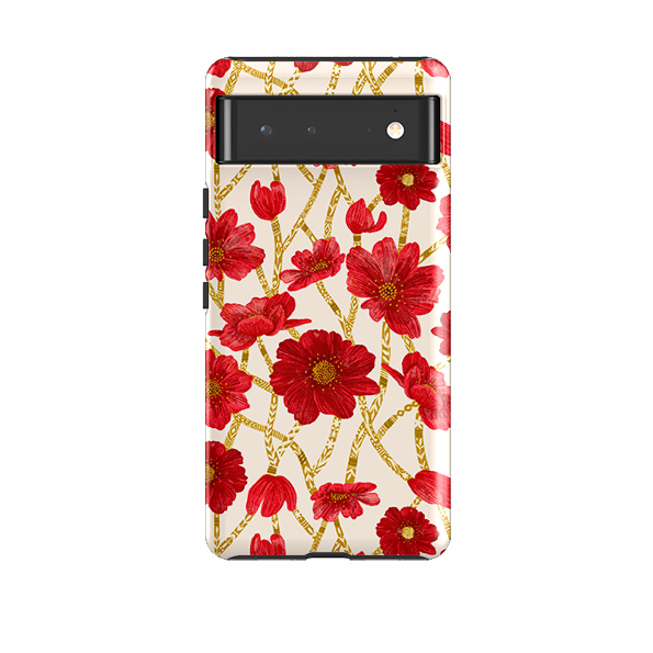 Google Tough Case -  Red Floral By Nina Pace
