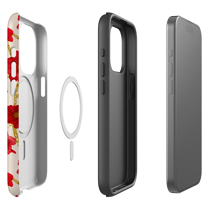 iPhone MagSafe Tough Case -  Red Floral By Nina Pace