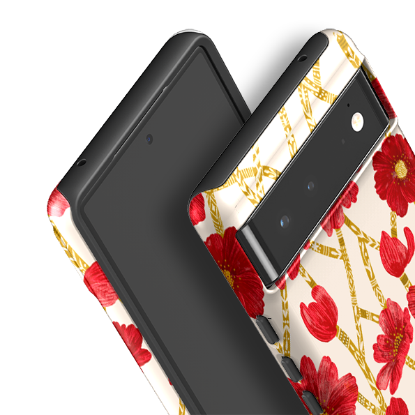Google Tough Case -  Red Floral By Nina Pace