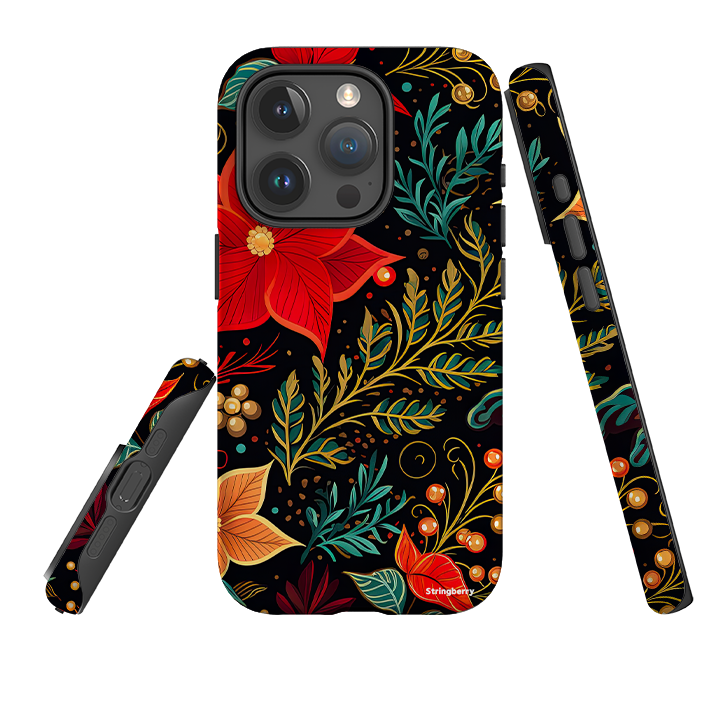 iPhone Tough Case - Red Winter Floral II