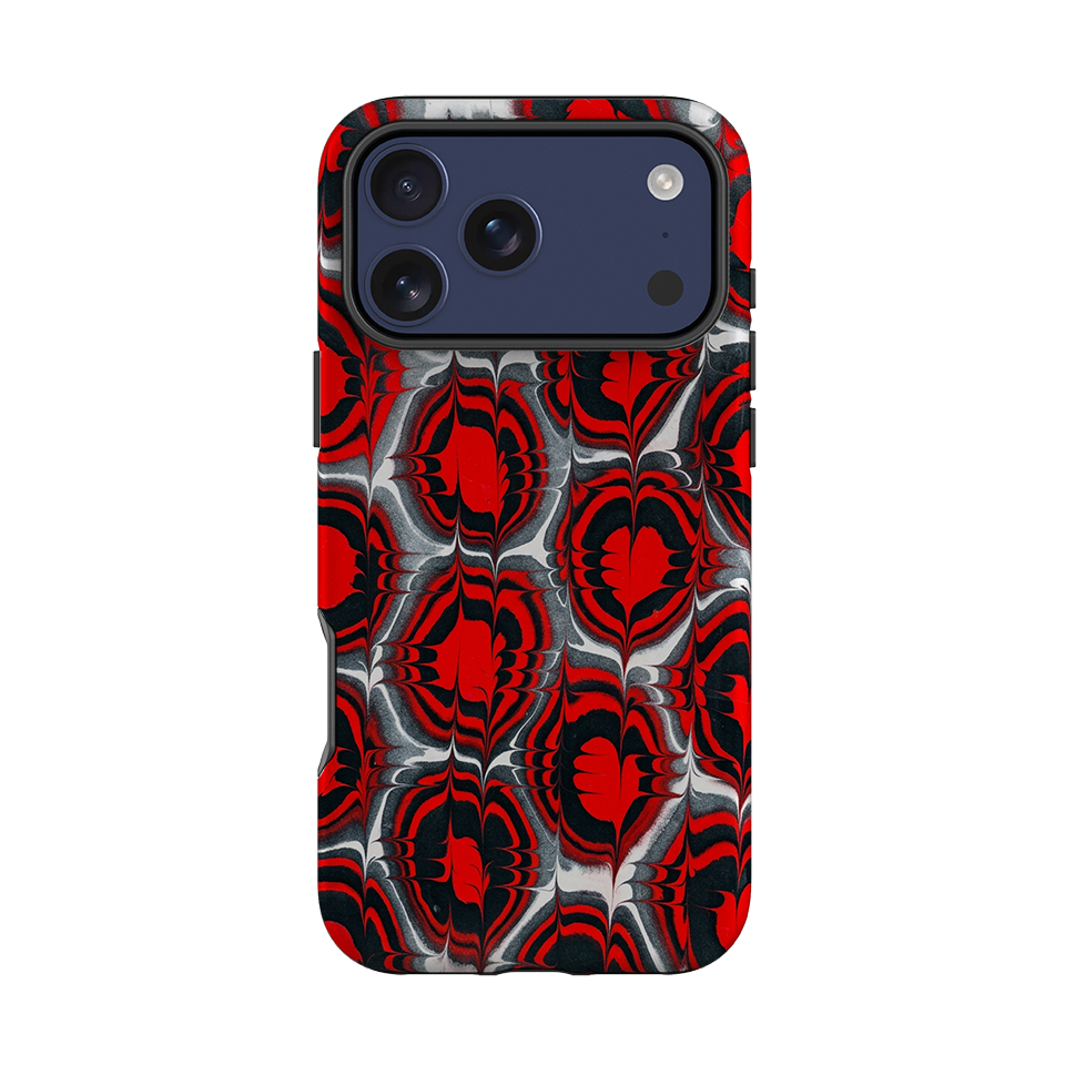 iPhone Tough Case - Red & Black Marble
