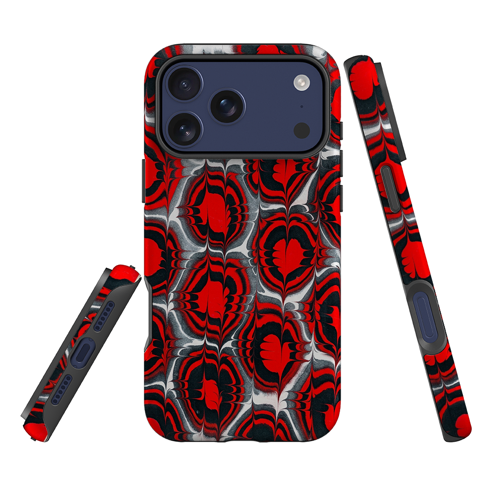 iPhone Tough Case - Red & Black Marble