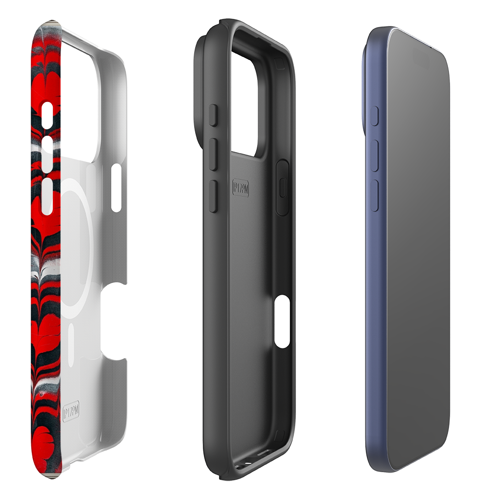 iPhone MagSafe Tough Case - Red & Black Marble