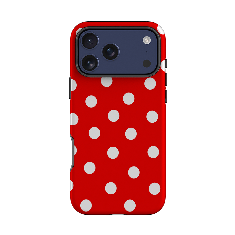 iPhone Tough Case - Red & White Polka Dot