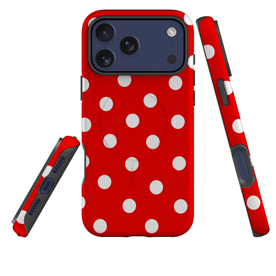iPhone MagSafe Tough Case - Red & White Polka Dot