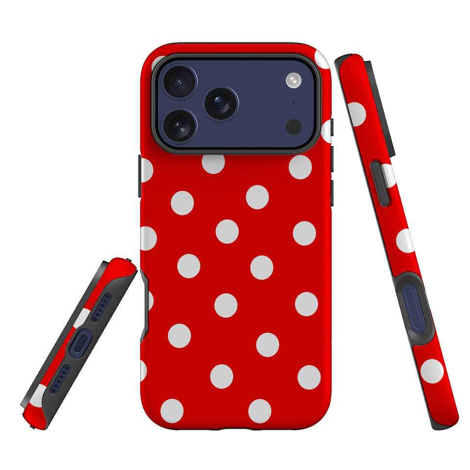 iPhone Tough Case - Red & White Polka Dot