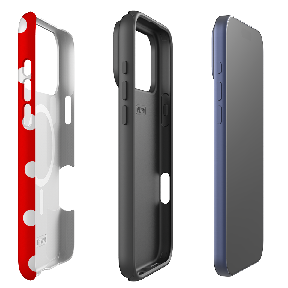 iPhone MagSafe Tough Case - Red & White Polka Dot