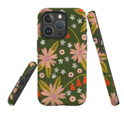 iPhone MagSafe Tough Case - Red and Green Floral Pattern By Lee Foster Wilson