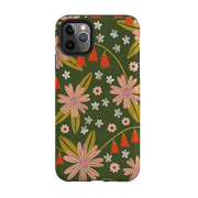 iPhone Tough Case - Red and Green Floral Pattern By Lee Foster Wilson
