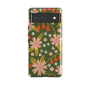 Google Tough Case -  Red and Green Floral Pattern By Lee Foster Wilson